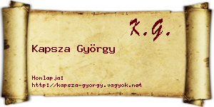 Kapsza György névjegykártya